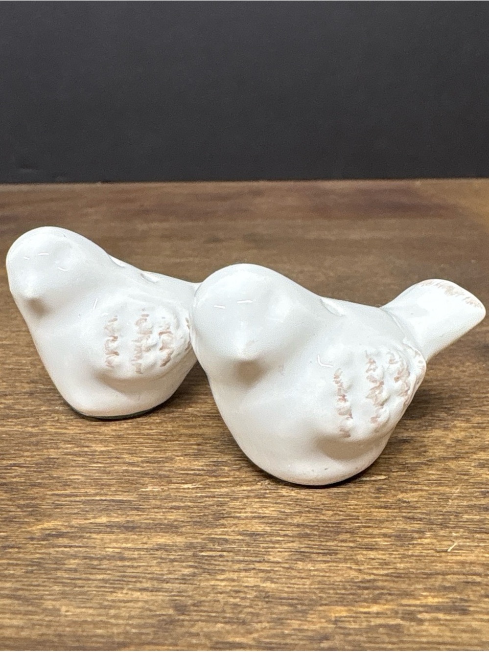 White Ceramic Mini Bird Salt Pepper shakers  - Decorative Bird Pair